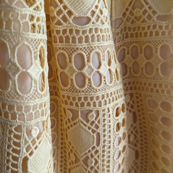 ASOS Yellow Lace Eyelet Dress - beautiful details- US6 - Picture 6 of 8
